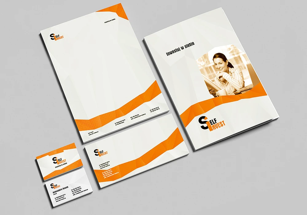Self Invest corporate stationery mockups